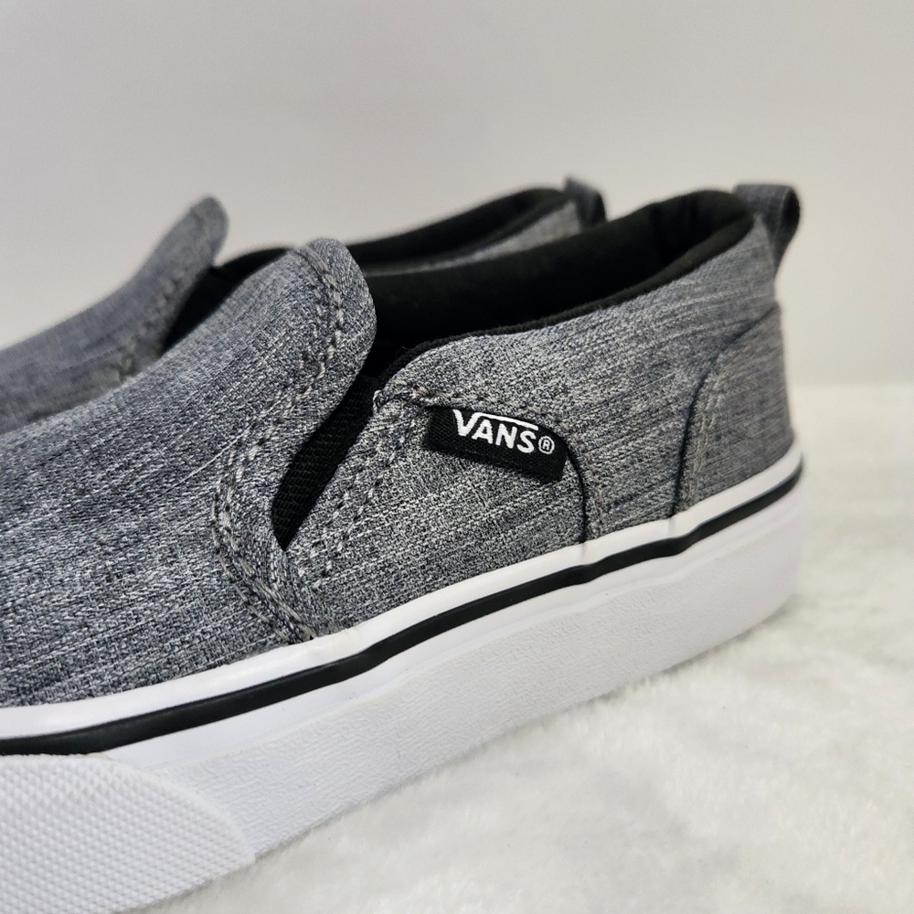 Vans Asher Heather Gray Classic Skate Canvas Slip On Sneaker Shoe Youth 12 - Picture 6 of 14
